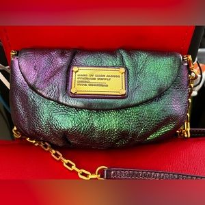 Marc Jacobs Metallic Blue Leather Classic Q Karlie Crossbody Bag